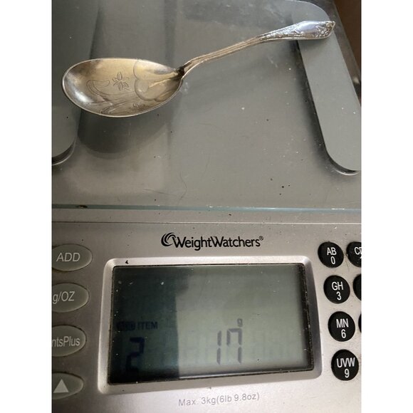 Antique Silver Berry Preserves Etched Floral Spoon Marked Acceptable Condition - Picture 2 of 12
